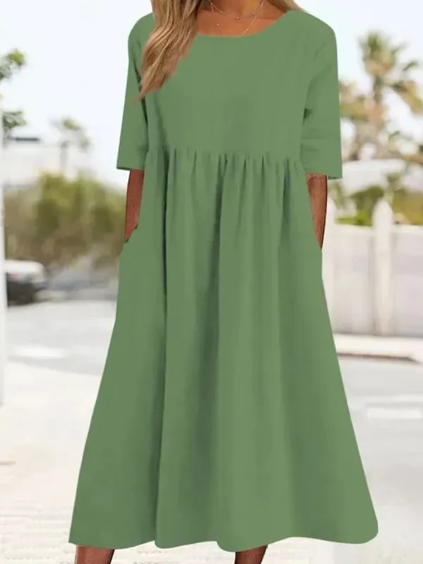 Athisia Casual Dress Woman – Leisure Dress Casual Style with Buttons & Practical Pockets