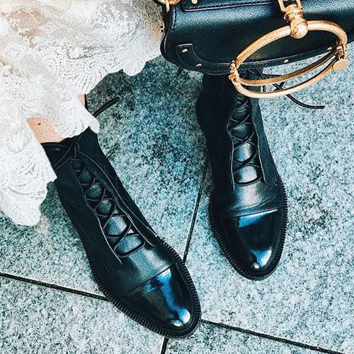 Zuriel Women's Boots – Elegant High Boots with Heel & Laces in Premium Leather