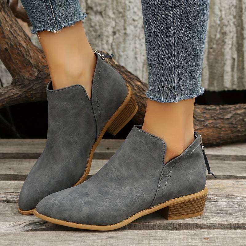 Women's Josephine Ankle Boots – Elegant Pointed Toe Boots with Cutout Detail & Non-Slip Sole