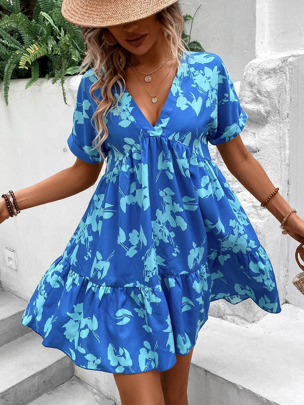 Aurora Summer Dress Woman – Light Dress with Bat Sleeves, Ruffles & Comfortable Fit
