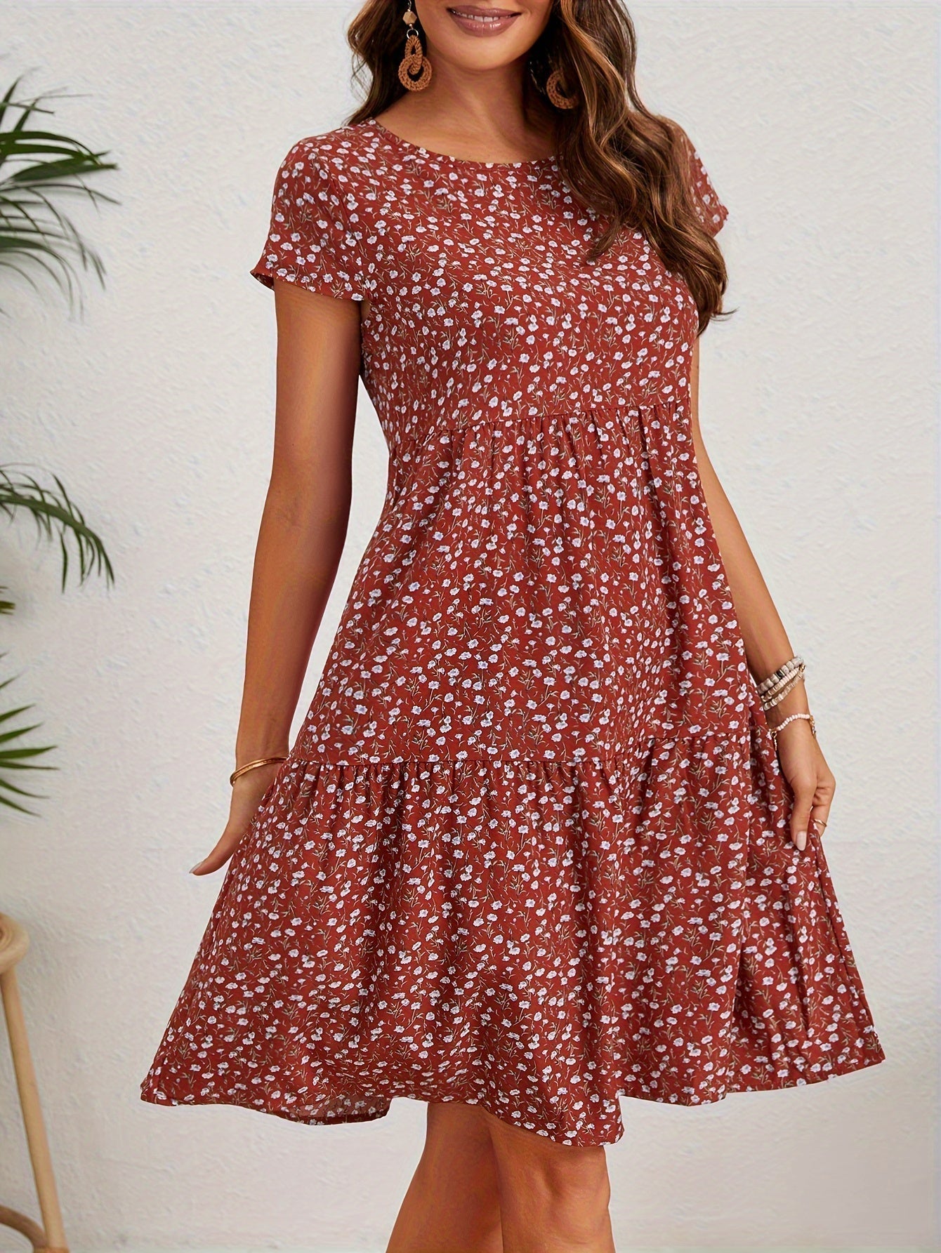 Katie Summer Dress Woman – Light Floral Dress in Polyester with Comfortable Fit