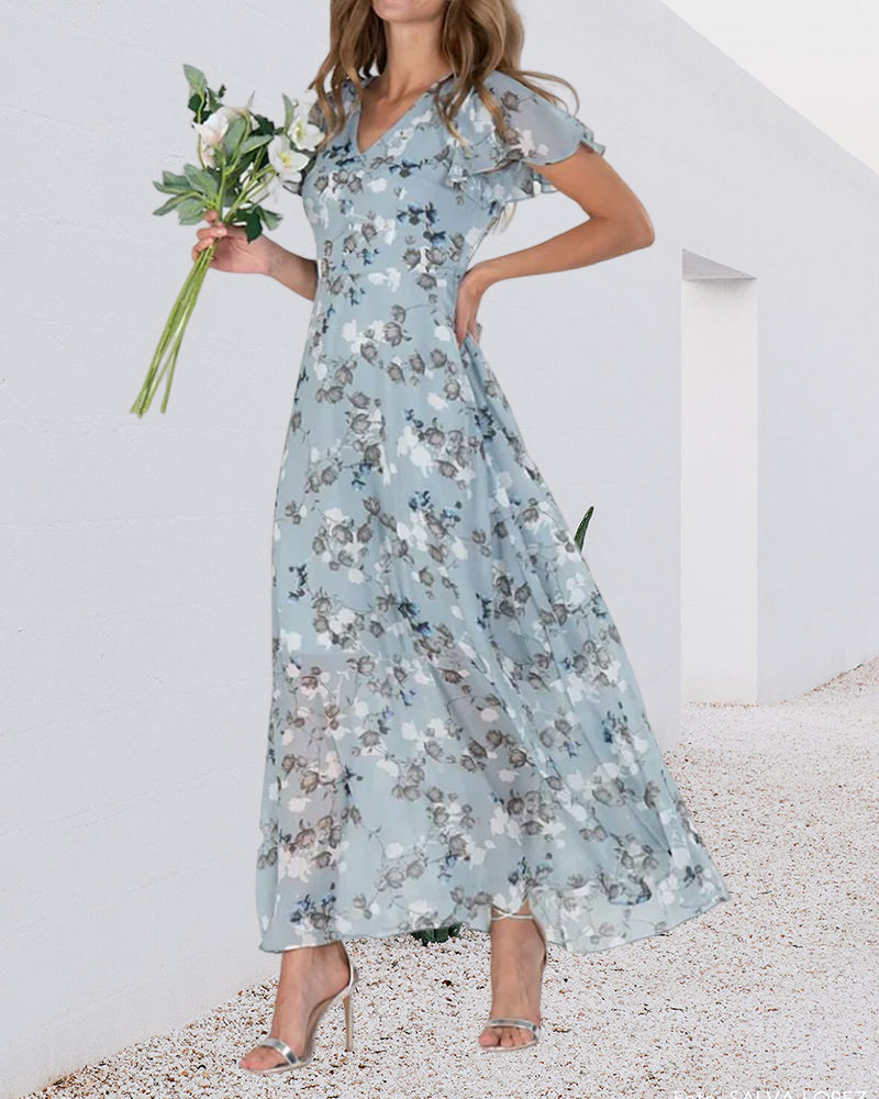 Robe Ina for Women – Elegant Chiffon Dress with Ruffles & Airy Cut for Summer or Parties