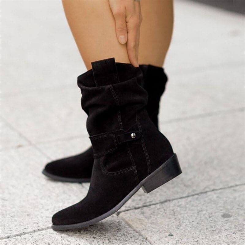 Melanie Women's Suede Ankle Boots – Elegant Comfortable Ankle Boots with Modern Block Heel