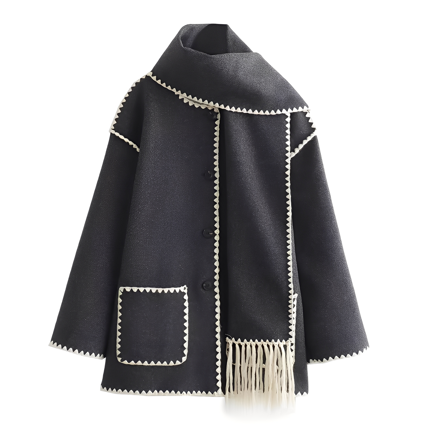 Genevieve Coat Woman – Soft Wool Coat with Scarf & Elegant Loose Fit