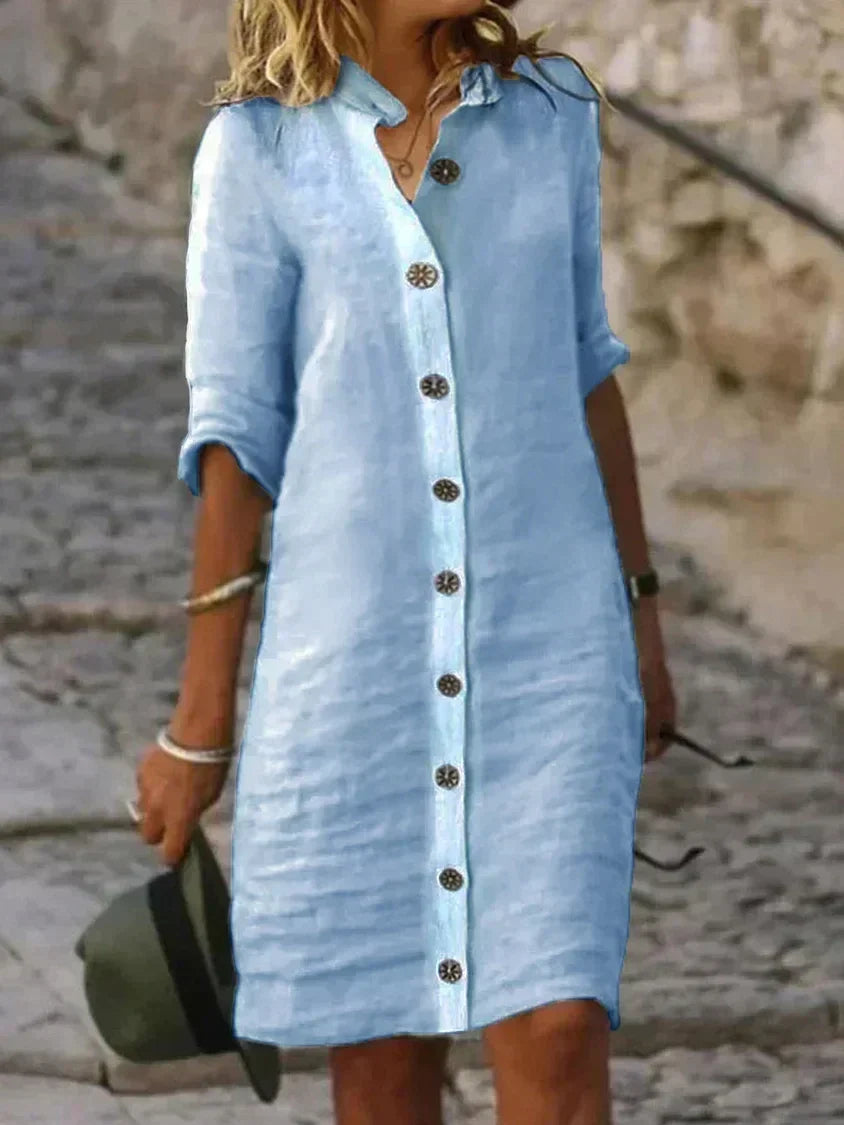 Emika Solid Color Dress Women – Classic Elegant & Versatile Dress for Daily Outfits