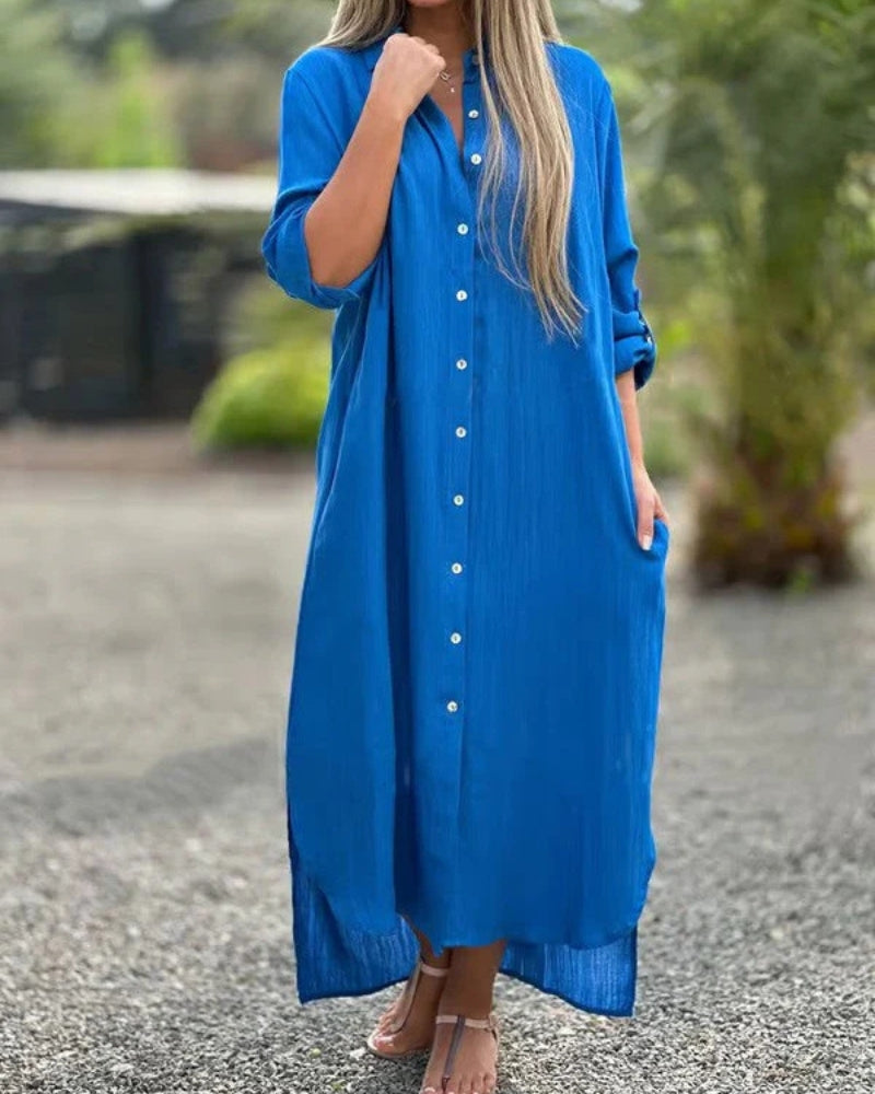Bianca Robe Chemise Woman – Soft Italian Cotton with Classic Collar & Relaxed Fit