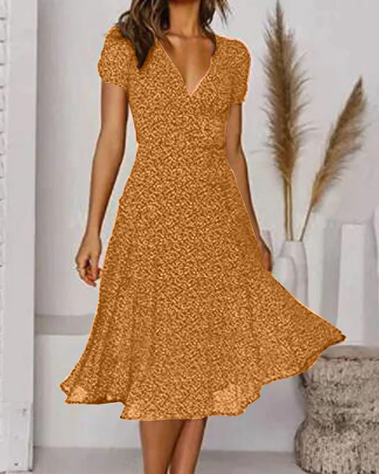 Élise Women's Chiffon Dress – Light Floral Print, V-Neck & Flowing Summer Cut