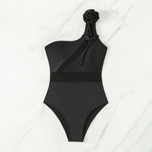 Women's Black One-Shoulder Swimsuit