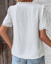 Sophie Blouse Cotton Woman – Vintage Blouse with Lace & Elegant Puff Sleeves