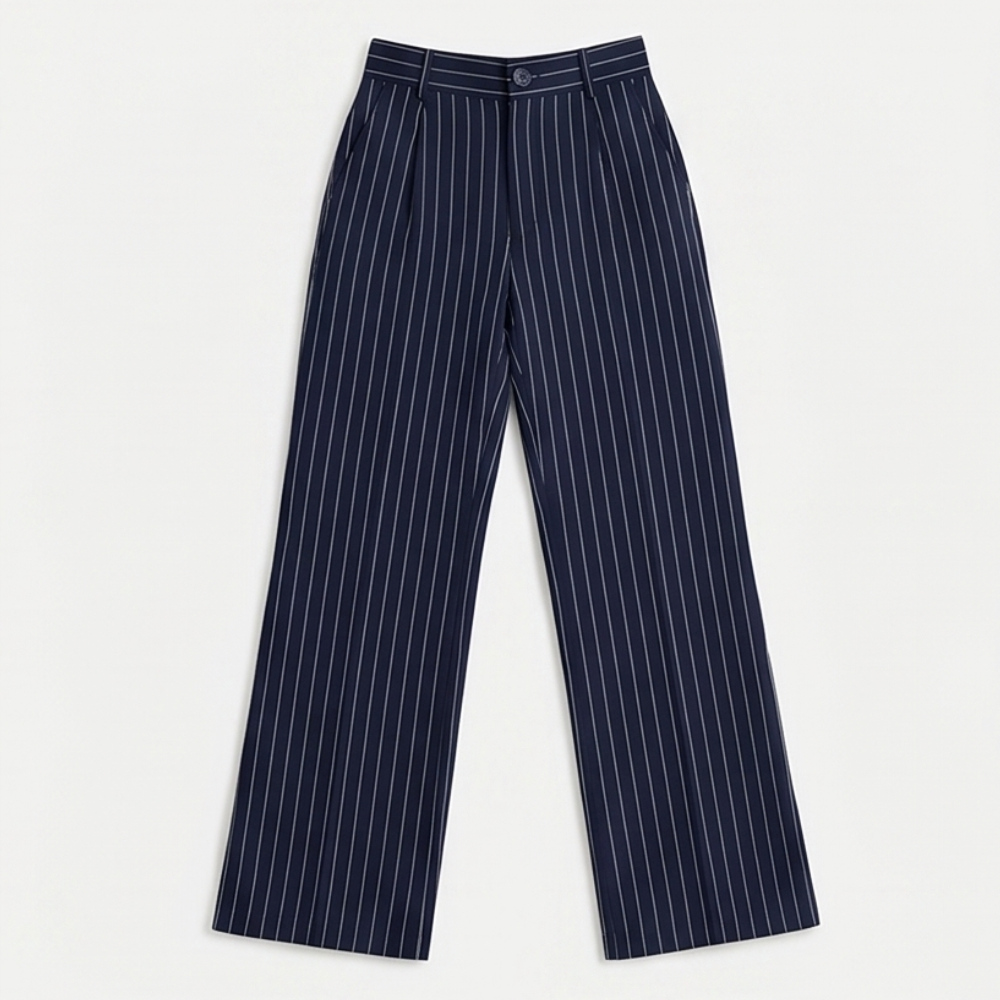 Solène High-Waisted Striped Wide-Leg Trousers for Effortless Polish