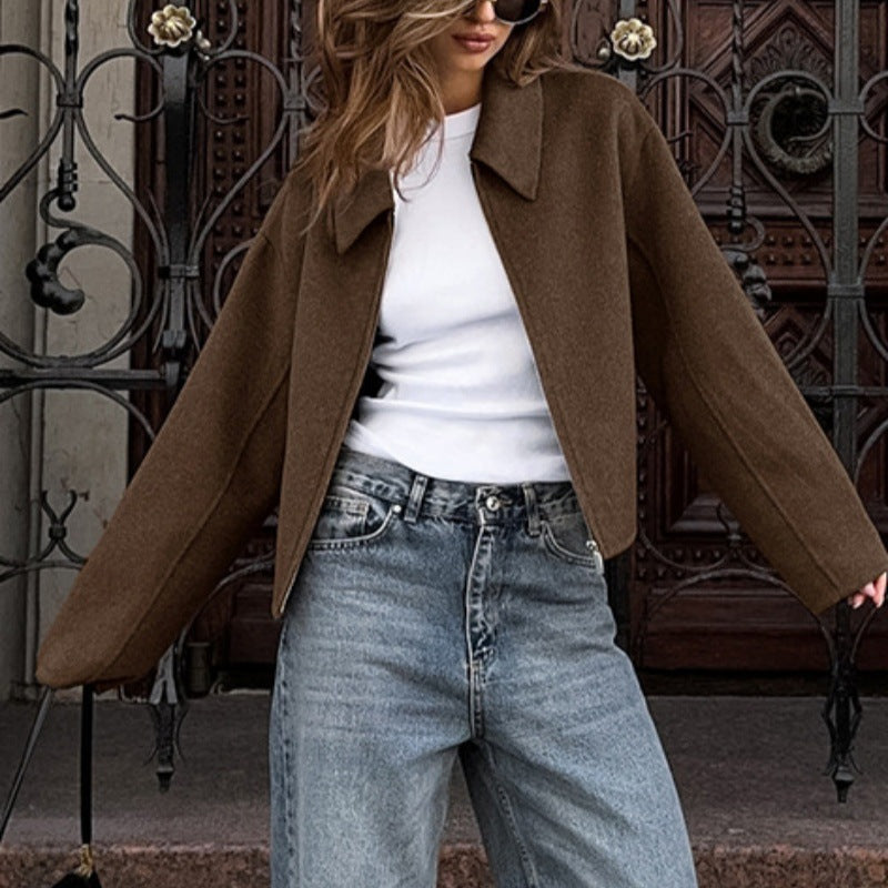 Camille Women's Short Jacket – Cropped Jacket in Mixed Wool with Chic Minimalist Style