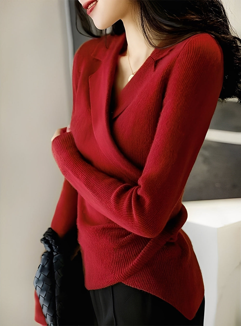 Kaelee knitted wool sweater for women – soft and warm sweater with classic cut for autumn and winter