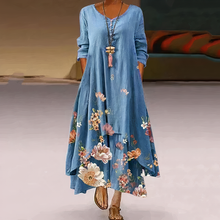 Long Dress Woman Tania – Elegant Floral Dress with Embroidery & Slit for a Summer Look
