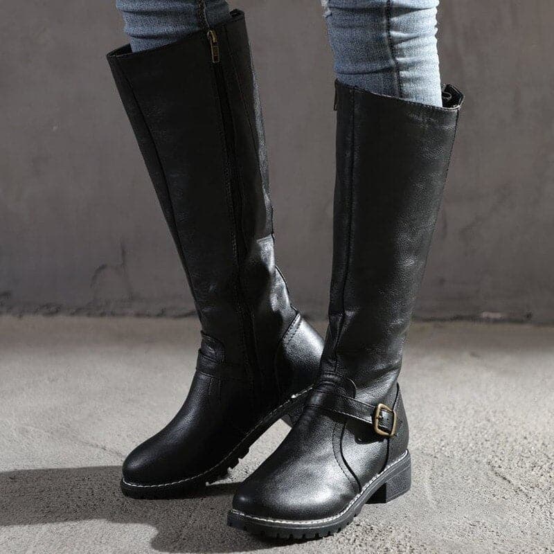 Megan Women's High Boots – Comfortable Block Heel & Elegant Round Toe
