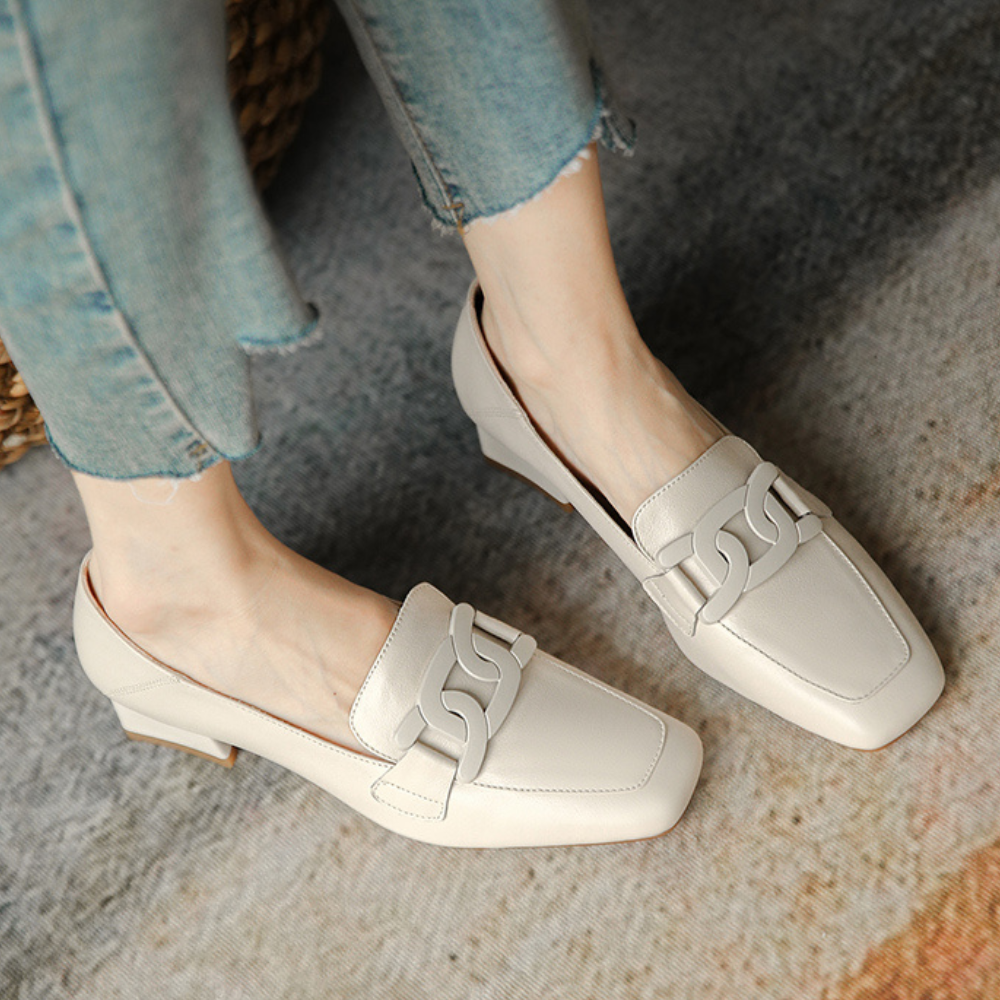 Evrynth Moccasins Women – Leather Mary Jane Shoes with Chunky Heel & Comfort