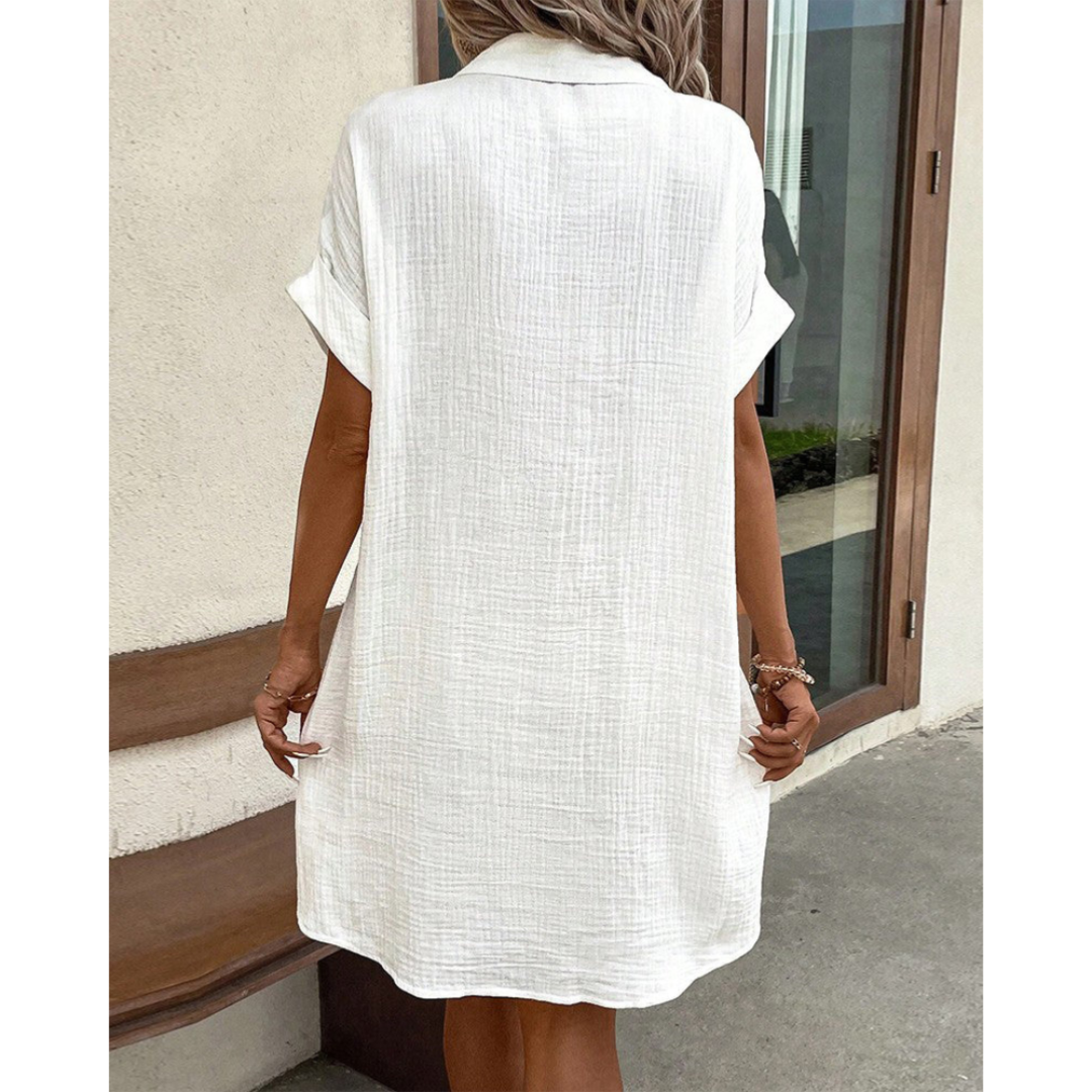 Dress Shirt Woman Gabriele – Elegant Summer Dress with Marked Waist & Airy Cut