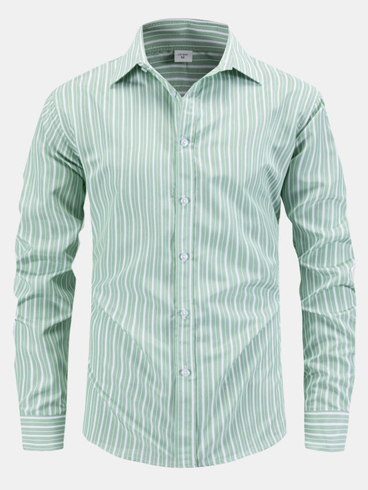 Long Sleeve Striped Button-Up Shirt