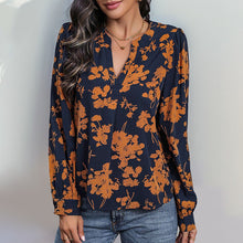 Sadie Blouse Femme – Lightweight Top with V-Neck, Printed & Long Sleeves for an Autumn Style