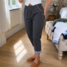 Wearbella – Striped Cuff Cropped Trousers with Stretch Waist for Women