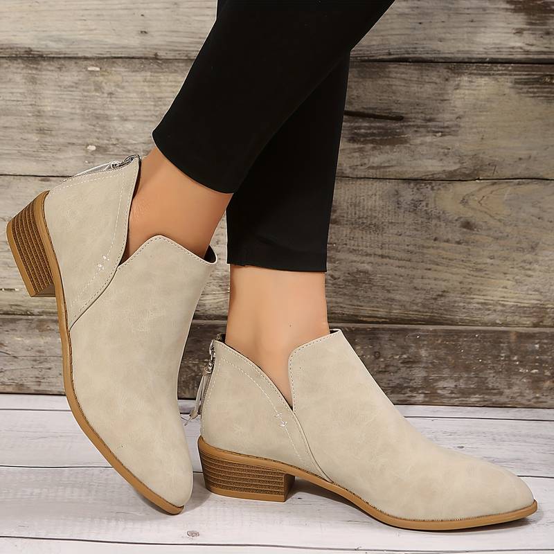Women's Josephine Ankle Boots – Elegant Pointed Toe Boots with Cutout Detail & Non-Slip Sole