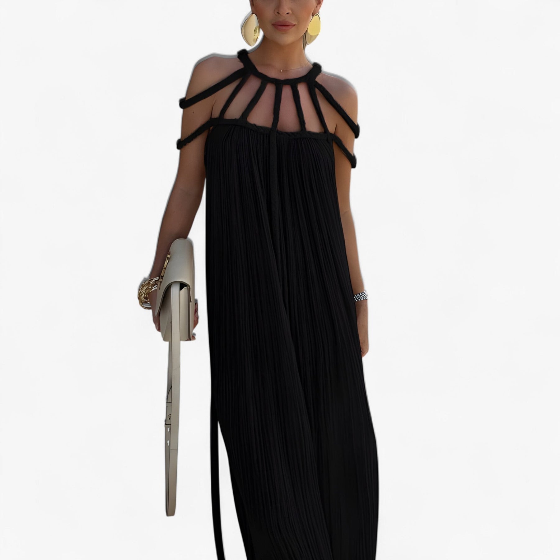Linette Long Dress Women – Elegant Maxi Fluid Dress with Straight Cut and Versatile Style