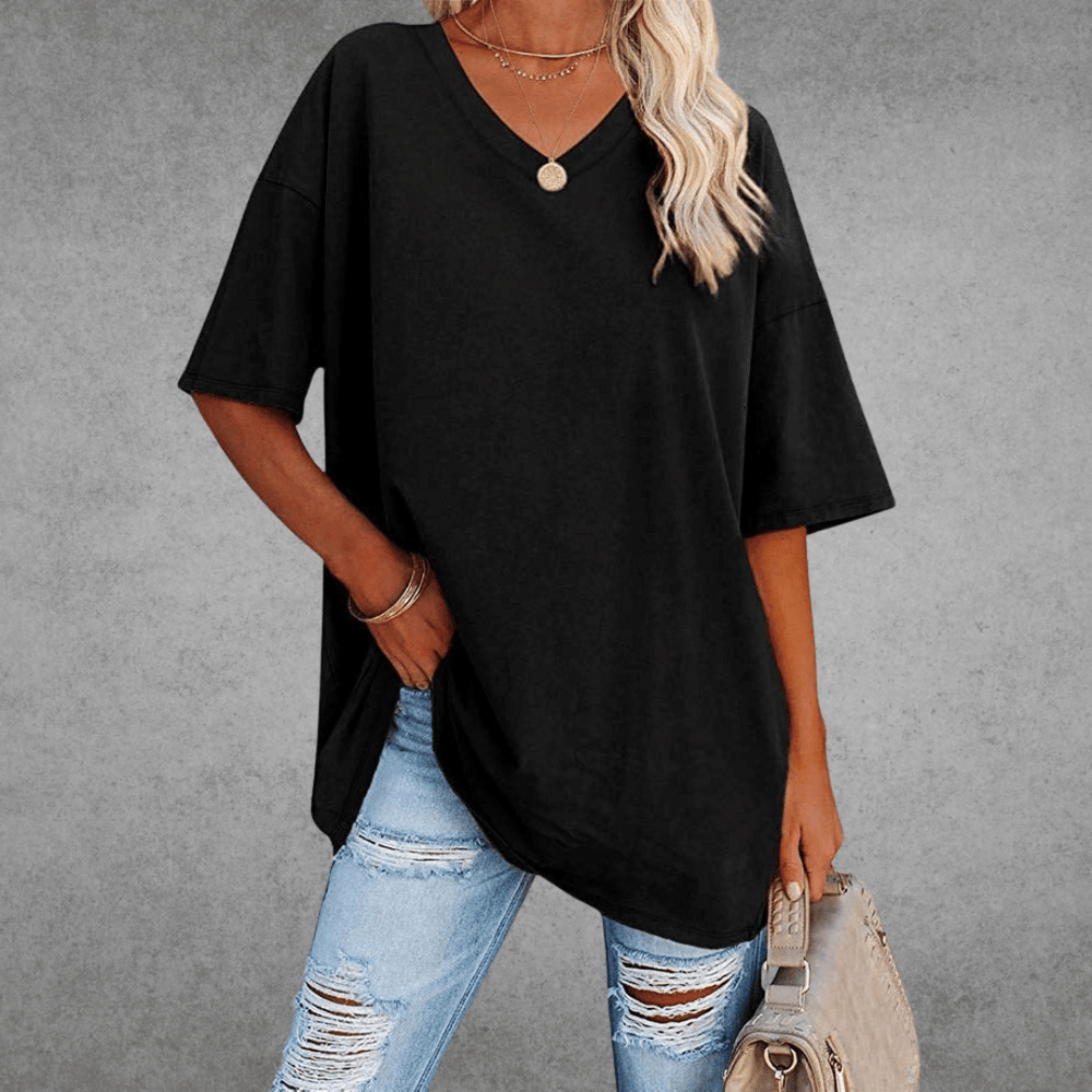 Ninon Oversize T-shirt Woman – Comfortable V-neck design & lightweight and breathable fabric