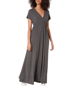 Risa Women's Long Dress – Crossed V-Neck, Empire Waist & Comfortable Elegant Flowing Fit