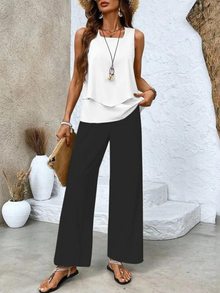 Ghislaine Women's Set – Elegant Floral Print Top & Pants with Flattering Cut and Comfort