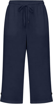 Miazon Women's Capri Pants – Wide Cut, Elastic Waist, Comfortable Summer Cotton Linen