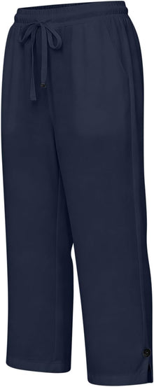 Miazon Women's Capri Pants – Wide Cut, Elastic Waist, Comfortable Summer Cotton Linen