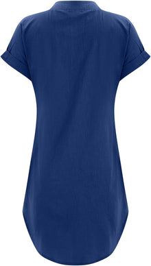 Sophie Women's Dress – Short Linen Dress with V-Neck, Buttoned, Short Sleeves, Flowing Fit, Summer
