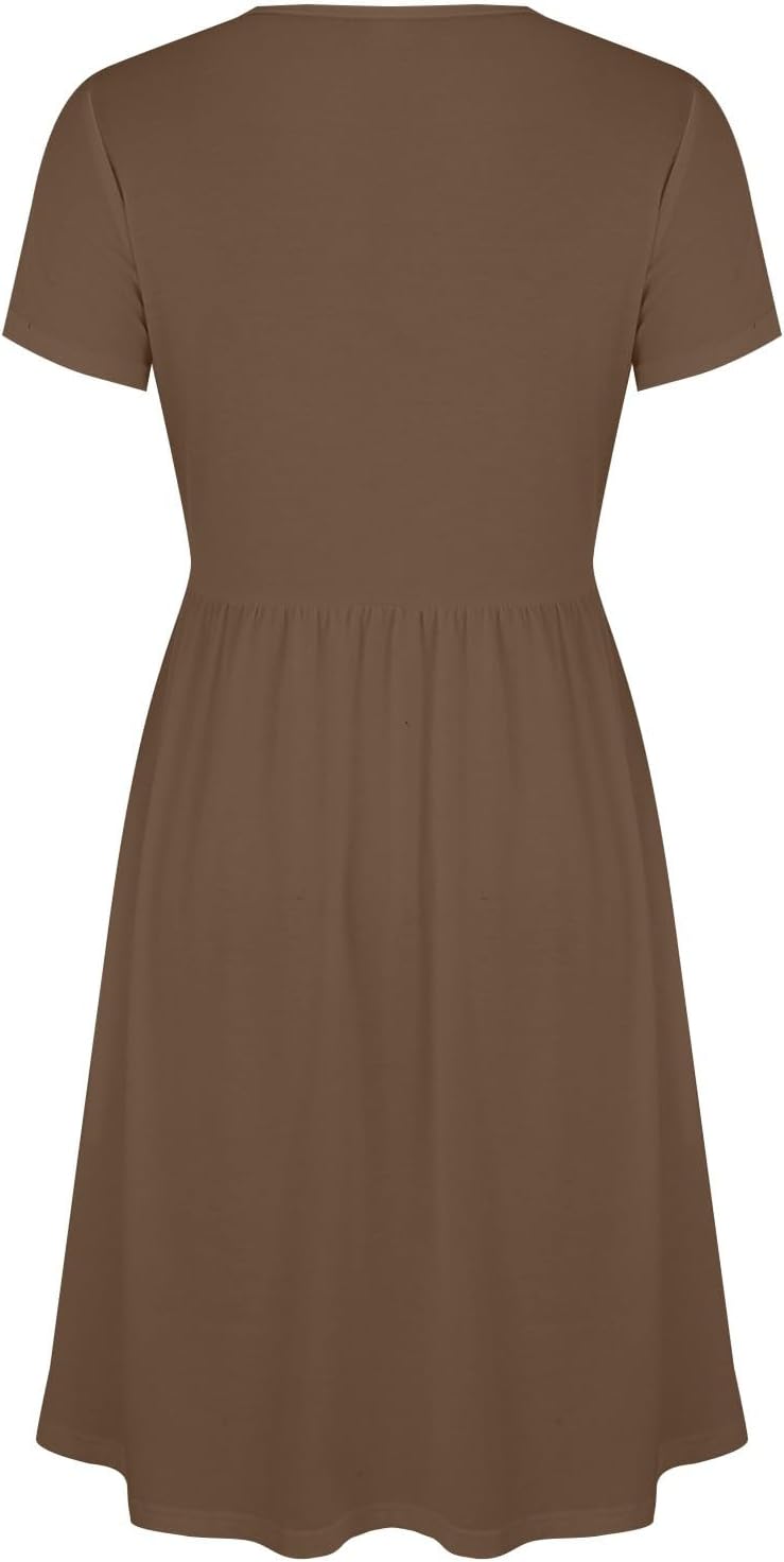 Claire Women's Dress – Elegant Summer Midi Dress with V-Neck, Wrap Front, Empire Waist, A-Line