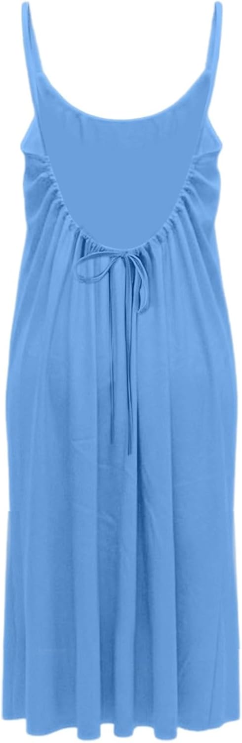 Noa Women's Dress – Maxi Dress with Open Back, Thin Straps, Flowing Cut, Elegant Summer Beach Dress