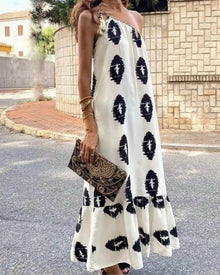 Sienna Long Dress Woman – Chic Asymmetric Cut & Light Fabric Ideal for Summer
