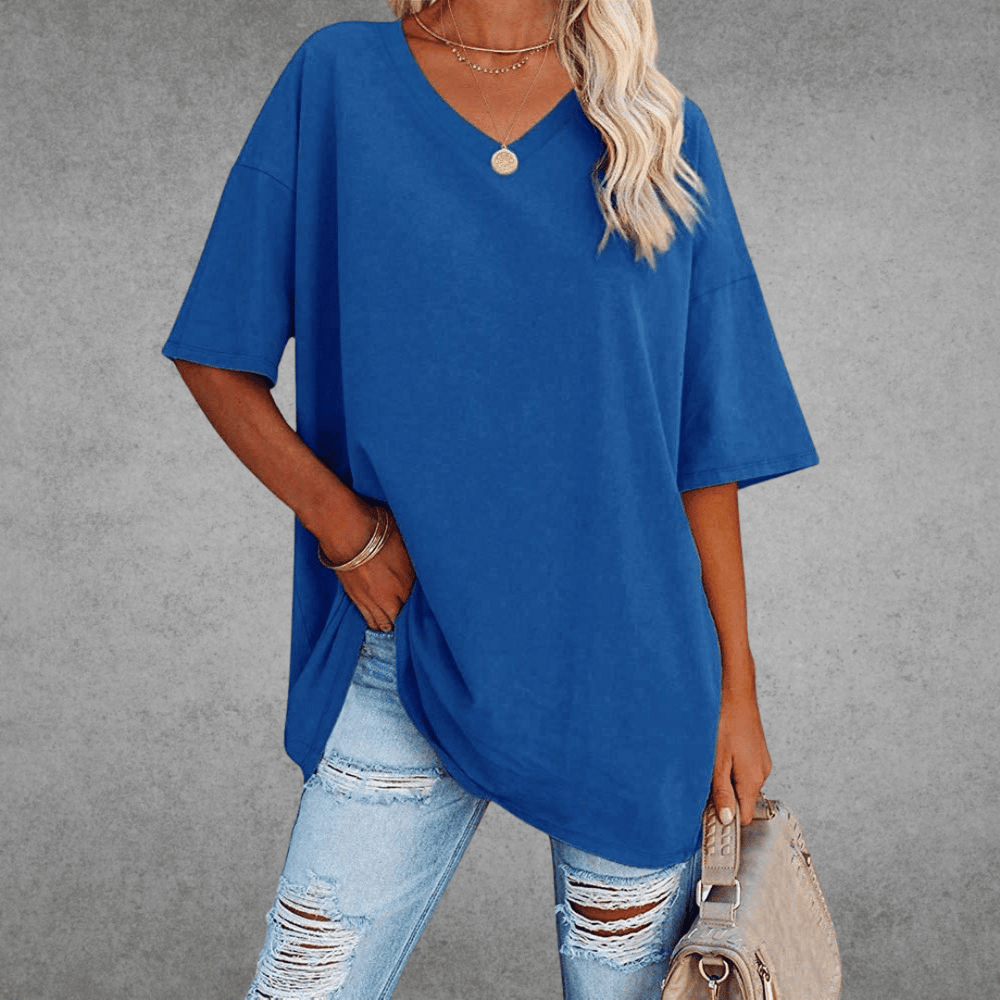 Ninon Oversize T-shirt Woman – Comfortable V-neck design & lightweight and breathable fabric