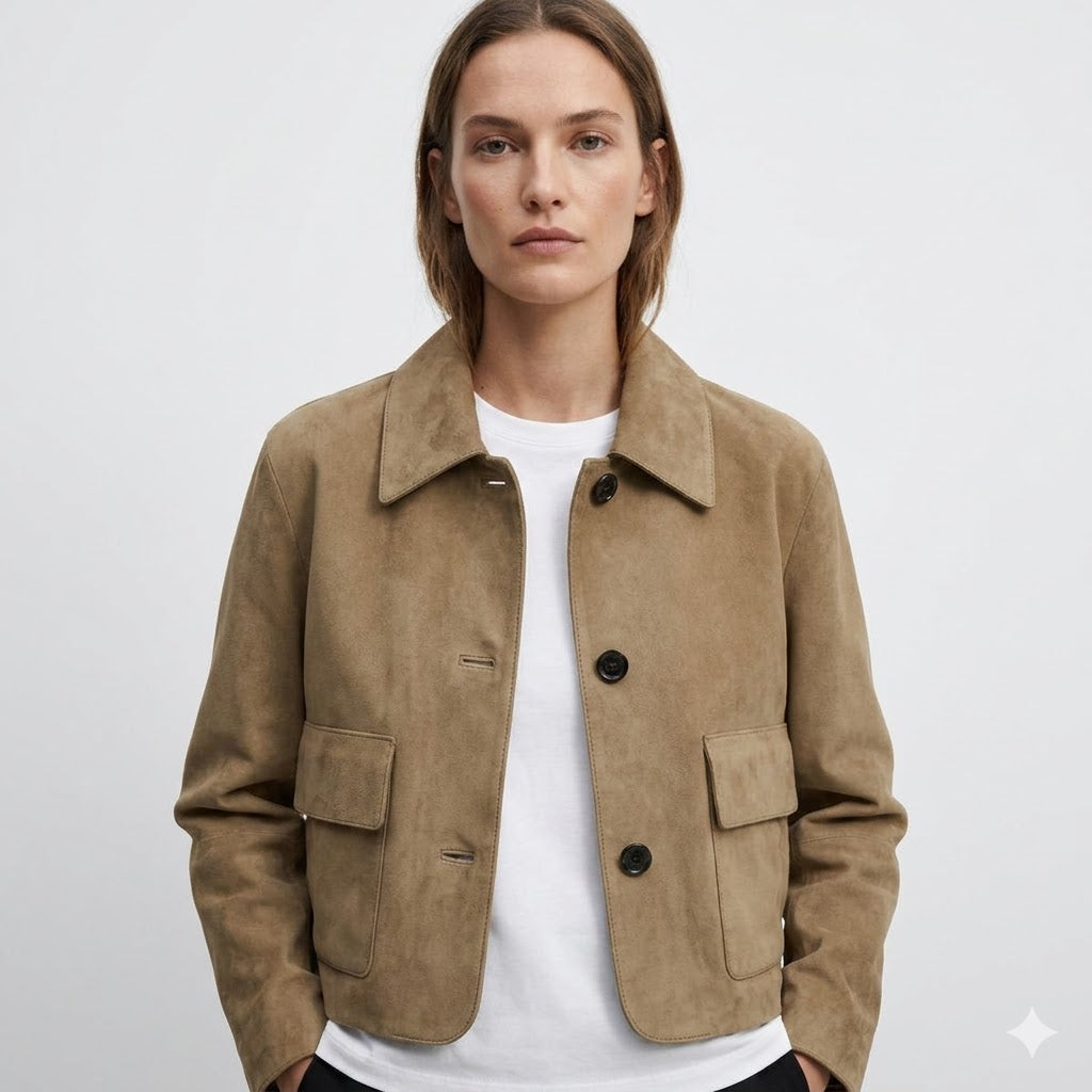 Women's Cropped Suede Jacket — Autumn Outerwear Australia