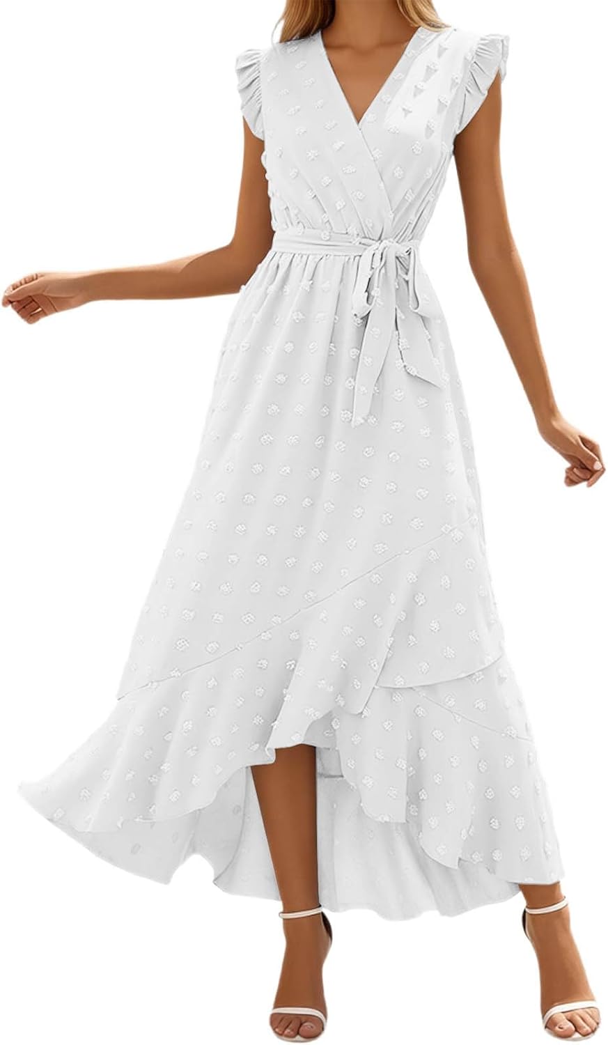 Bohemian Moon Dress for Women – Long Flowing Dress with V-Neck and Ruffled Sleeves