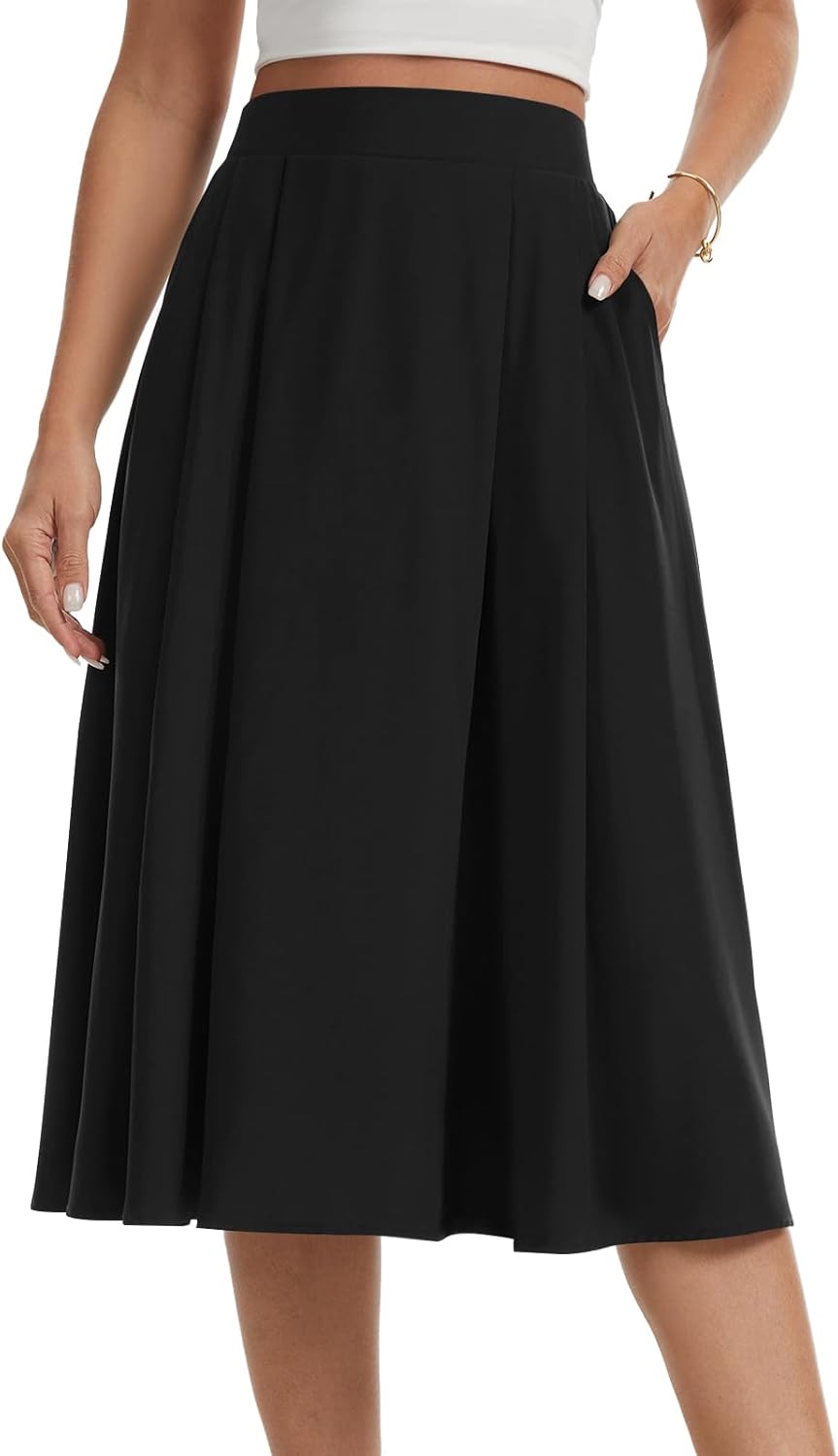 Jade Midi Skirt for Women – Flowing High-Waisted Skirt, A-Line & Pockets Summer