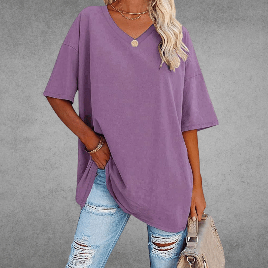 Ninon Oversize T-shirt Woman – Comfortable V-neck design & lightweight and breathable fabric