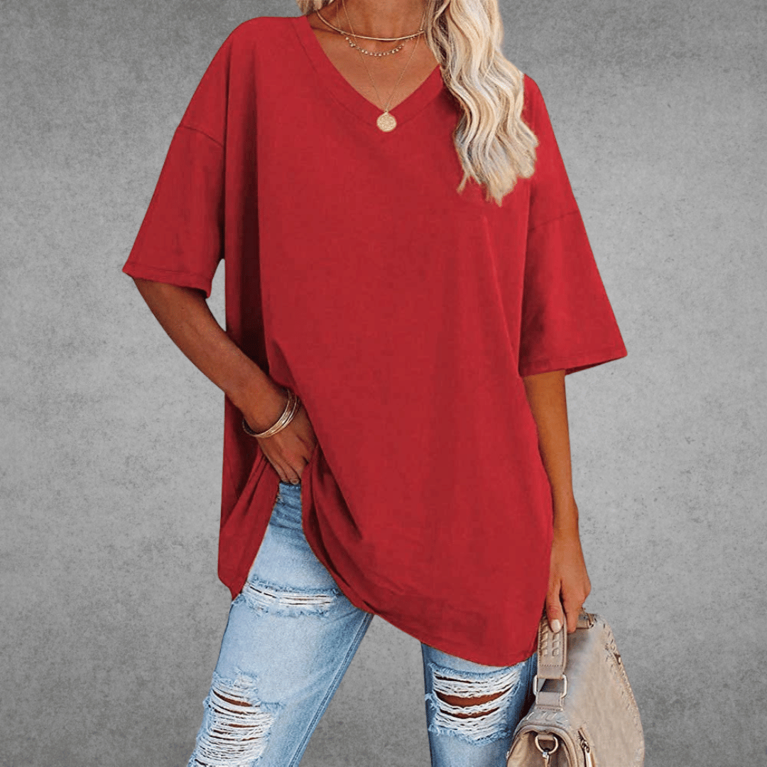Ninon Oversize T-shirt Woman – Comfortable V-neck design & lightweight and breathable fabric