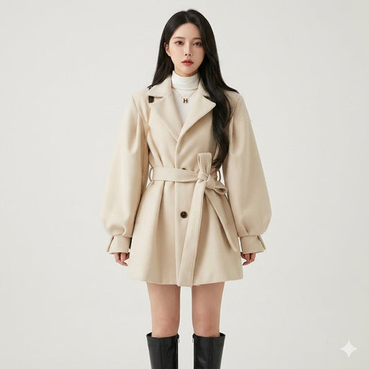 Amélie Laurent | Elegant Belted Trench Coat For Women