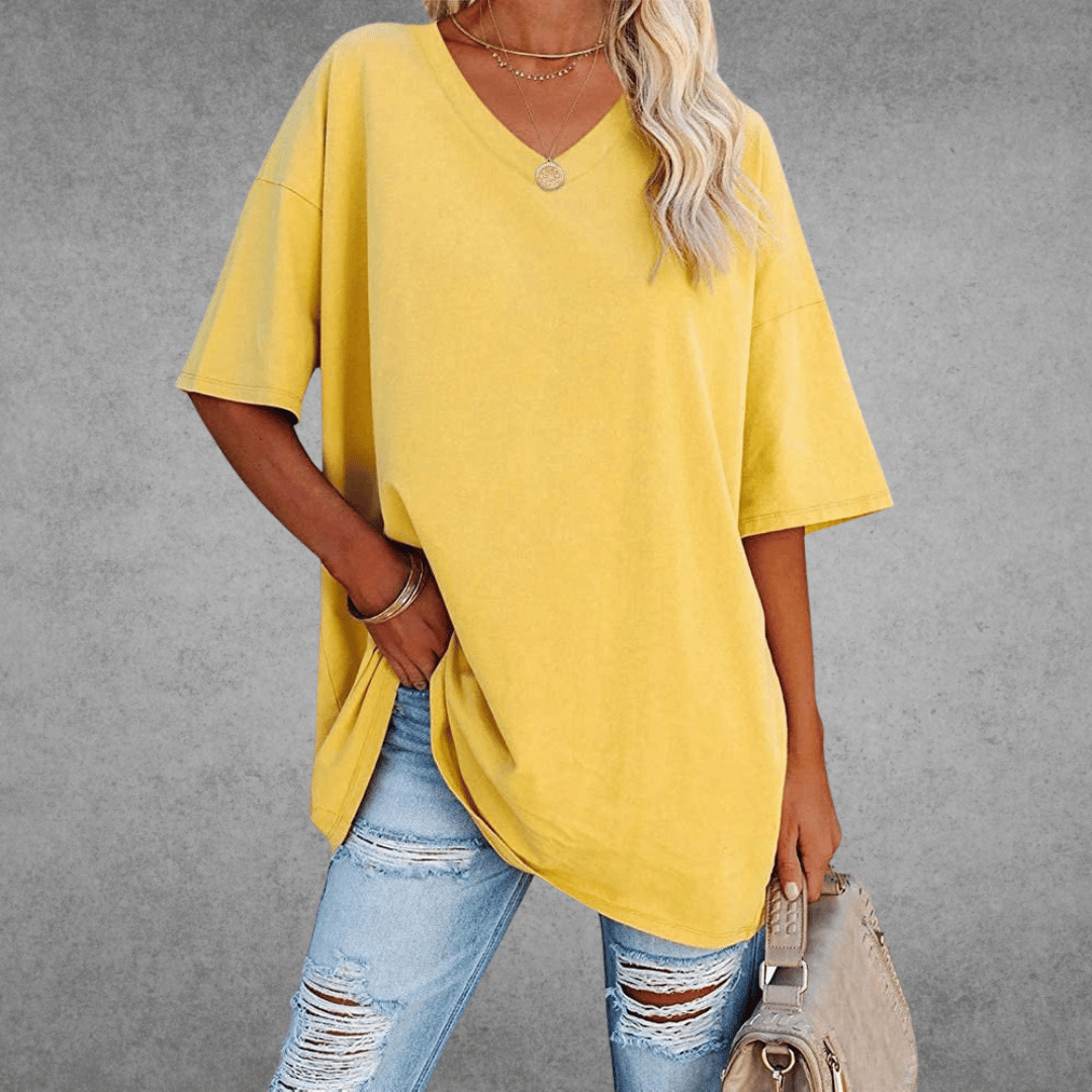 Ninon Oversize T-shirt Woman – Comfortable V-neck design & lightweight and breathable fabric