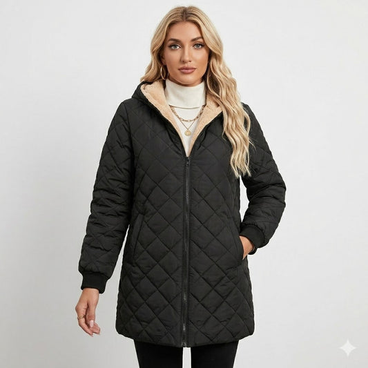 Amelia Rossi | Quilted Longline Winter Jacket For Women