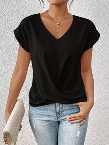 Yasmine Top Woman – V-neck with Knot Detail, Elegant Draped & Comfortable Fit