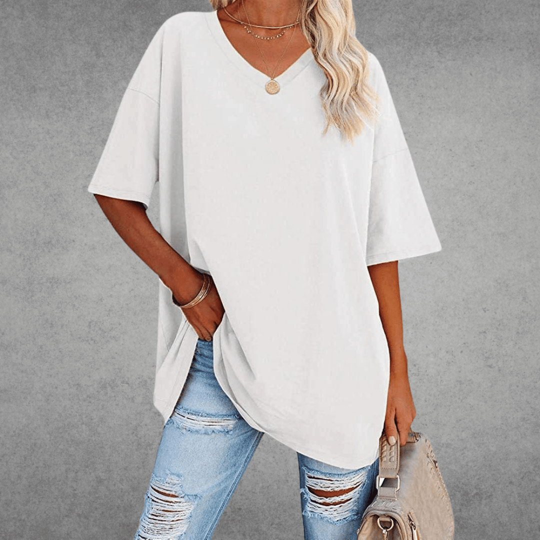 Ninon Oversize T-shirt Woman – Comfortable V-neck design & lightweight and breathable fabric
