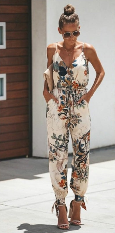 Combishort Woman Flower – Summer Outfit in Cotton with Floral Print, Adjustable Straps & Comfortable Fit