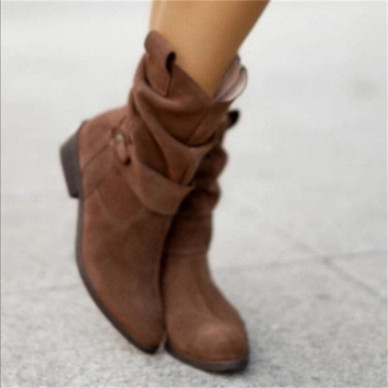 Melanie Women's Suede Ankle Boots – Elegant Comfortable Ankle Boots with Modern Block Heel