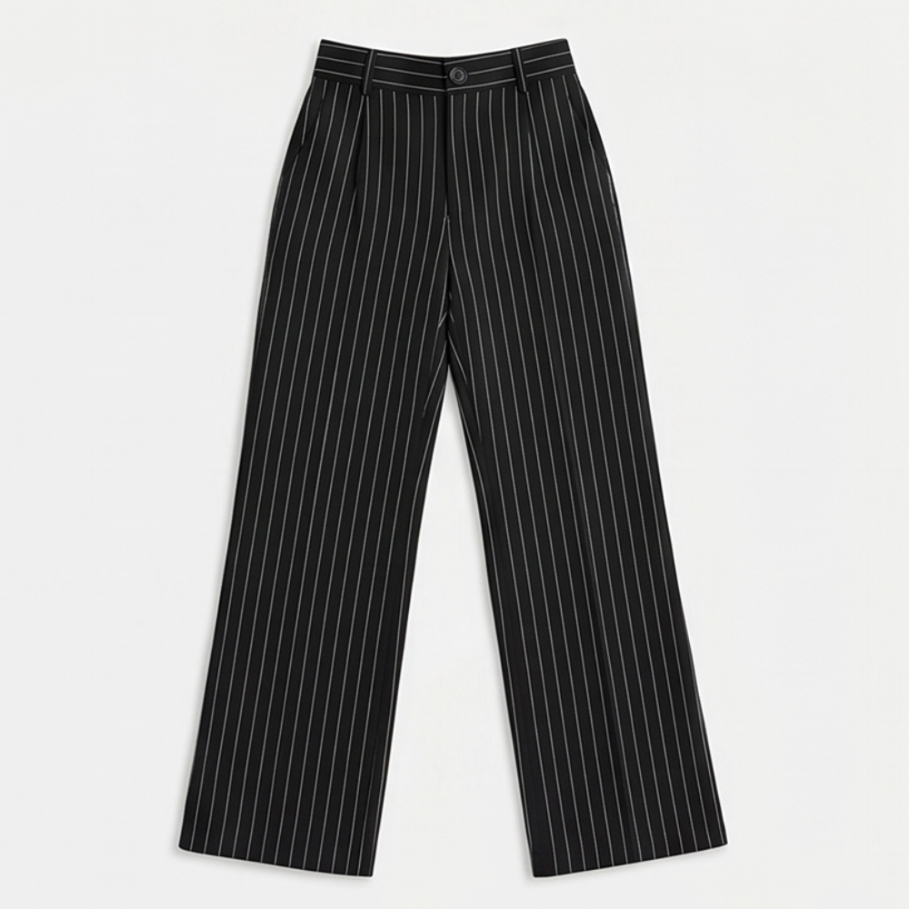 Solène High-Waisted Striped Wide-Leg Trousers for Effortless Polish