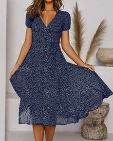 Élise Women's Chiffon Dress – Light Floral Print, V-Neck & Flowing Summer Cut