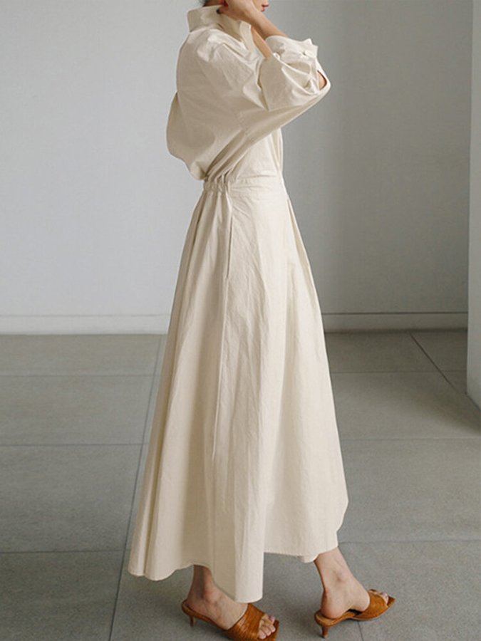 Lucie Midi Dress Women – Flattering cut with buttons and light & timeless design